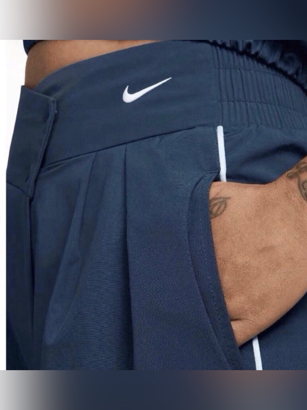 Nike Womens Asymmetrical Mid-Rise Full Length Track Pants (lB8255-247) XS Blue - Picture 6 of 8